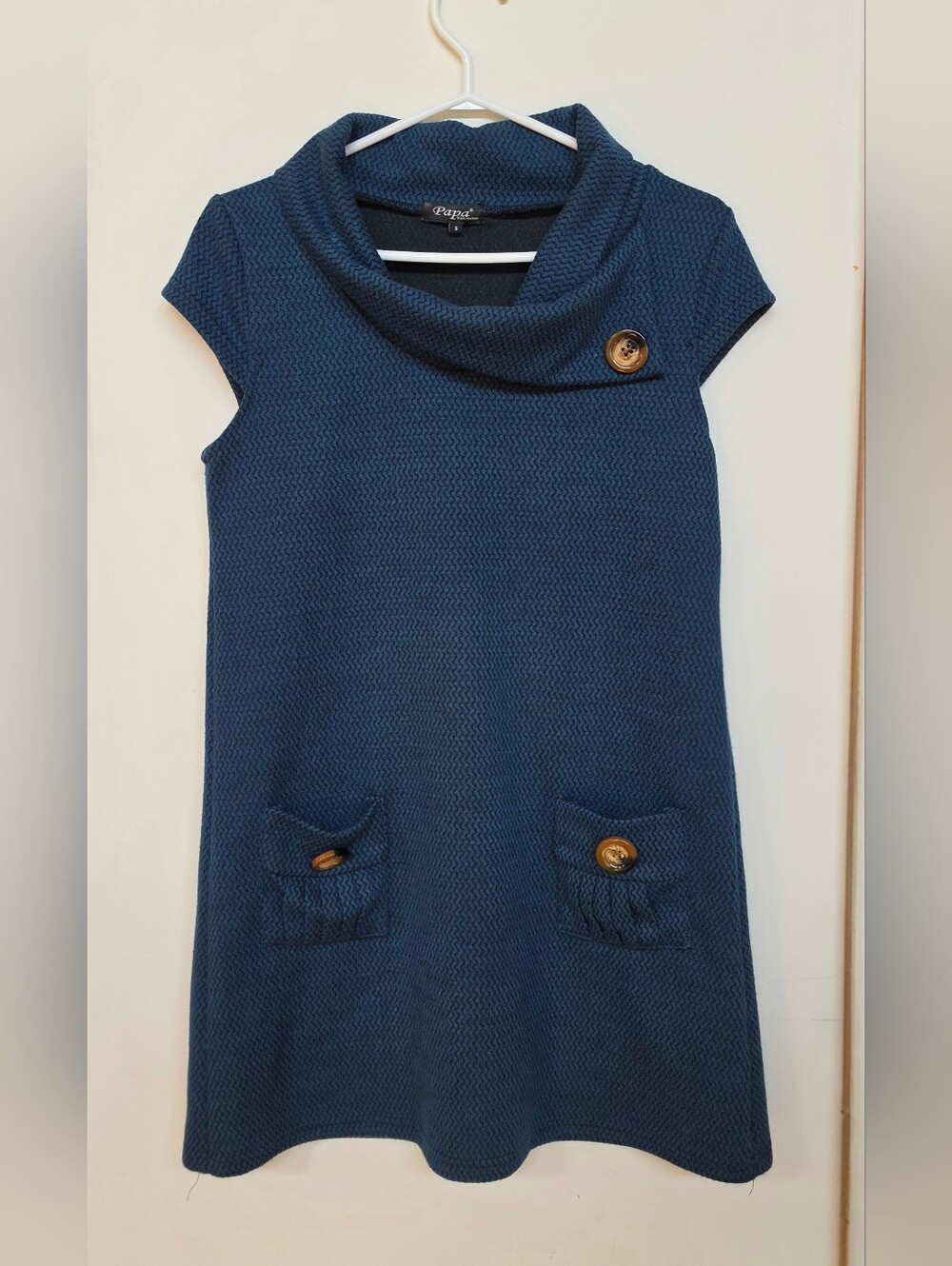 Papa Vancouver Teal Cowl Neck Tunic Dress